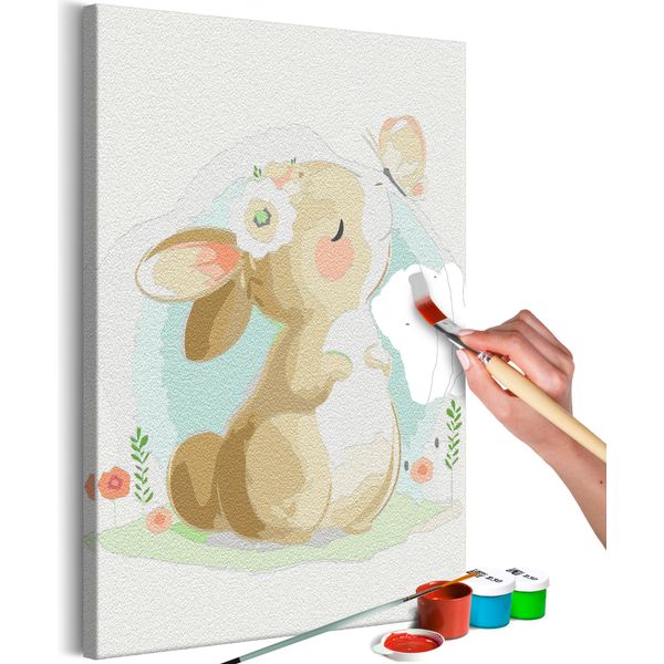 Tessuto Non Tessuto Pittura Per Numeri - Coniglio Sognatore 40X60 Cm Per Bambini N-A-1519-E-A-image