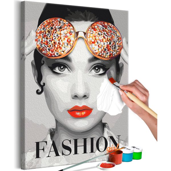 Pittura In Tessuto Non Tessuto Con Numeri - Fashion Girl 40X60 Cm Persone N-A-1628-E-A-image