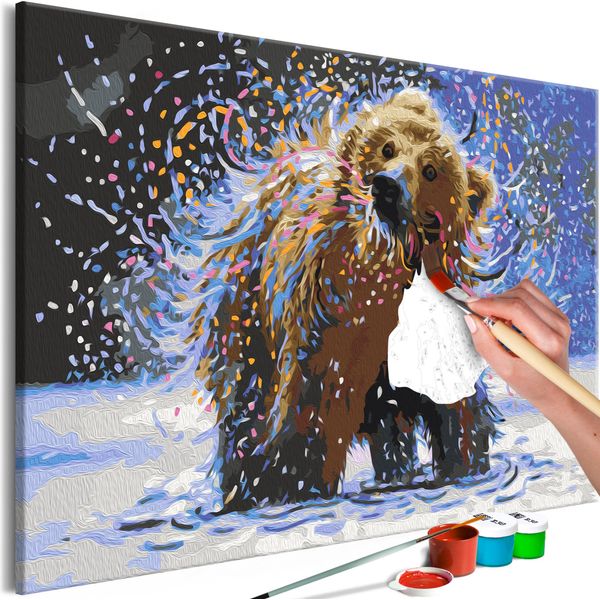 Pittura In Tessuto Non Tessuto Con Numeri - Orso Nebbioso 60X40 Cm Animali N-A-1582-E-A-image