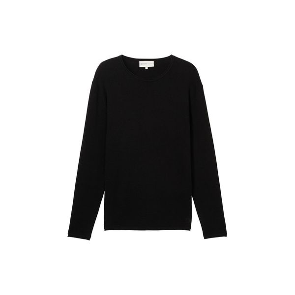 Tom Tailor Denim Herren Strickpullover Aus Baumwolle, Schwarz, Uni, Gr. S-image