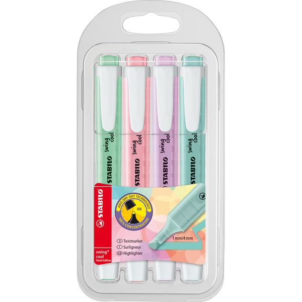 Stabilo Swing Cool Pastel Evidenziatore 4 Pz Punta Smussata Blu, Verde, Rosa, Viola-image