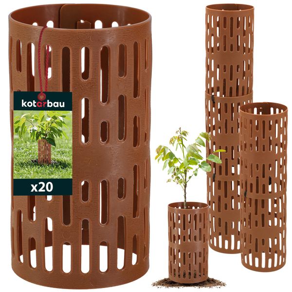 Kotarbau® Protezione Albero Morso Selvatico 20Er Set 20 Cm Marrone Protezione Corteccia In Plastica Protezione Pianta E Tronco Protezione Tronco Per Alberi Protezione Morso Per Alberi Manicotti Protezione Albero Copertura Albero Sho-image