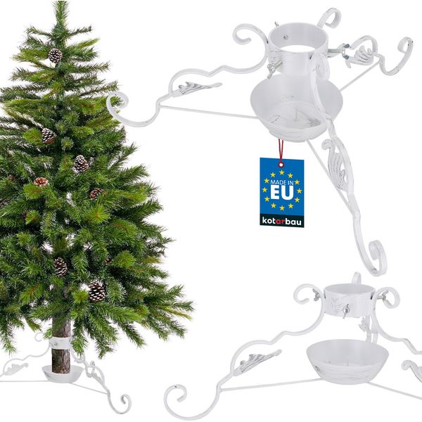 Kotarbau® Supporto Per Albero Di Natale Con Serbatoio D'acqua In Acciaio Supporto Per Albero Di Natale Bianco Supporto Per Albero Di Natale Decorativo Con Ornamento Supporto Per Albero Di Natale Supporto Per Albero Di Natale-image