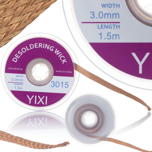 Rosfix – Treccia Dissaldante 3 Mm X 1,5 M | Rame Rivestito In Resina | Per Riparazioni Elettroniche Precise | Dissaldatura Di Pcb E Bga-image
