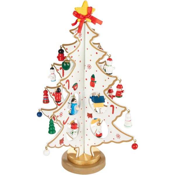 Brubaker Mini Albero Di Natale In Legno - Albero Di Natale Da Decorare - Albero Di Natale Da Tavola Piccolo Per Natale Incl. Decorazioni Per Albero - Decorazione Natalizia, Bianco-image