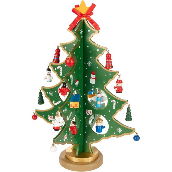 Brubaker Mini Albero Di Natale In Legno - Albero Di Natale Da Decorare - Albero Di Natale Da Tavola Piccolo Per Natale Incl. Decorazioni Per Albero - Decorazione Natalizia, Verde-image