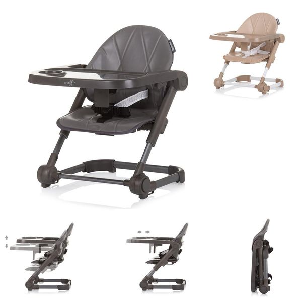 Sedia Per Bambini Chipolino, Booster Muffin Pieghevole, Cintura, Regolabile In Altezza, Vassoio Beige-image
