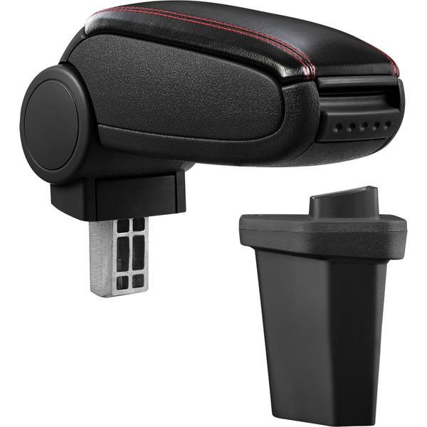 [Bracciolo Centrale, Perfetto Per Hyundai I20 / 2A Generazione (Gb, Dal 2014) - Bracciolo Con Vano Portaoggetti - Imbottito - - Nero Con Cuciture Rosse-image