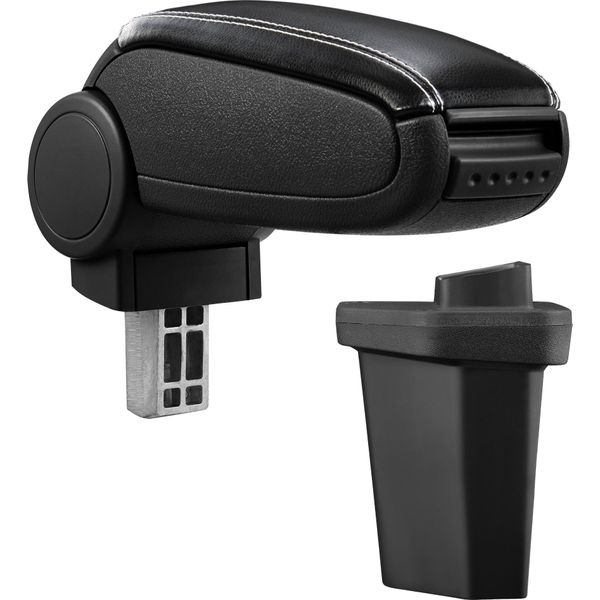 [Bracciolo Centrale, Perfetto Per Hyundai I20 / 2A Generazione (Gb, Dal 2014) - Bracciolo Con Vano Portaoggetti - Rivestito - - Nero Con Cuciture Bianche-image
