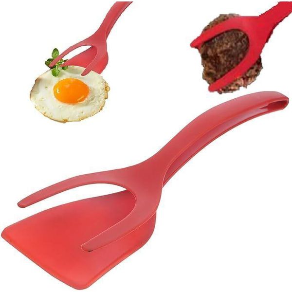 Spatola E Pinza In Silicone Resistente Al Calore 2In1 Per Uova E Pancake-image