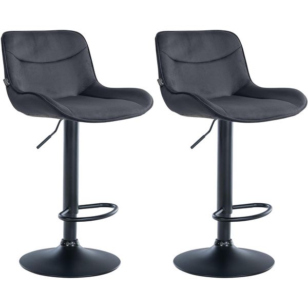 CLP 2Er Set Barhocker Vonore Samt Schwarz Farbe:Schwarz;Gestell Farbe:Schwarz-image