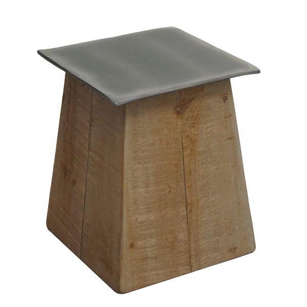 Hocker MCW-L76, Sitzhocker Holzhocker, Industrial Massiv-Holz Mvg-Zertifiziert, Natur Mit Metall-Optik-image