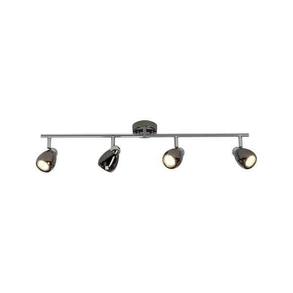 Brilliant Lampe Milano Led Spotrohr 4Flg Chrom/Schwarz Chrom 4X LED-PAR51, GU10, 3W Led-Reflektorlampen Inklusive, (250Lm, 3000K) Arme Drehbar / KöPfe Schwenkbar-image