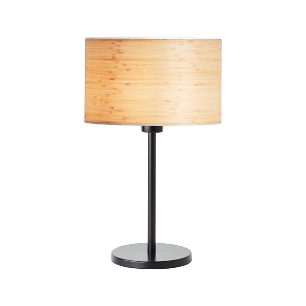 Brilliant Lampe, Romm Tischleuchte Holz Hell/Schwarz, 1X A60, E27, 52W, Mit Schnurzwischenschalter-image
