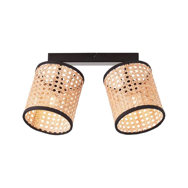 Brilliant Lampe, Wiley Spotbalken 2Flg Holz Hell/Schwarz, 2X D45, E14, 60W, KöPfe Schwenkbar-image