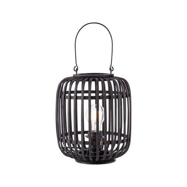 Brilliant Lampe, Woodrow Tischleuchte 27Cm Holz Dunkel/Schwarz, Metall/Bambus, 1X A60, E27, 60W,Normallampen (Nicht Enthalten)-image