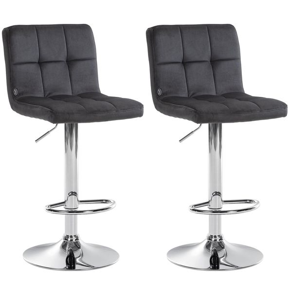 CLP 2Er Set Barhocker Peru Samt Chrom Farbe:Schwarz;Gestell Farbe:Chrom-image