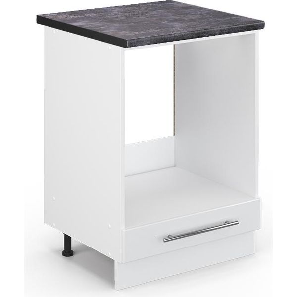 Vicco Mobile Per Forno Da Incasso Fame-Line, 60 Cm , Pt Antracite, Bianco Lucido/Bianco-image