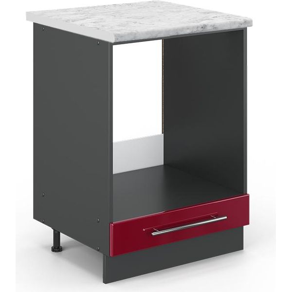 Vicco Mobile Per Forno Da Incasso Fame-Line, 60 Cm , Pt Marmo, Rosso Bordeaux Lucido/Antracite-image