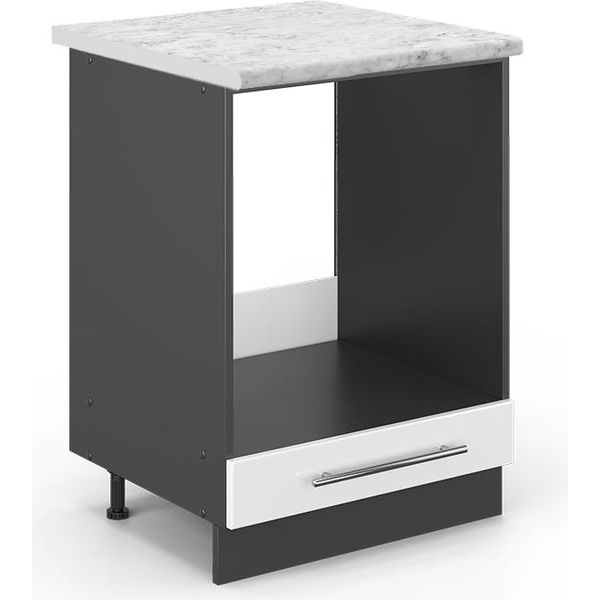 Vicco Mobile Per Forno Da Incasso Fame-Line, 60 Cm , Pt Marmo, Bianco Lucido/Antracite-image
