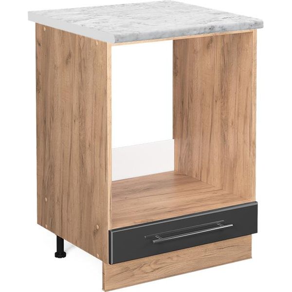 Vicco Mobile Per Forno Da Incasso Fame-Line, 60 Cm , Pt Marmo, Antracite Lucido/Quercia Dorata-image