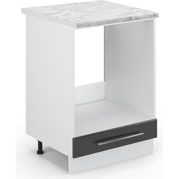 Vicco Mobile Per Forno Da Incasso Fame-Line, 60 Cm , Pt Marmo, Antracite Lucido/Bianco-image
