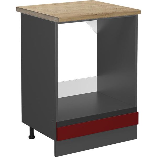 Vicco Mobile Per Forno Da Incasso R-Line, 60 Cm , Pt Rovere, Rosso/Antracite-image