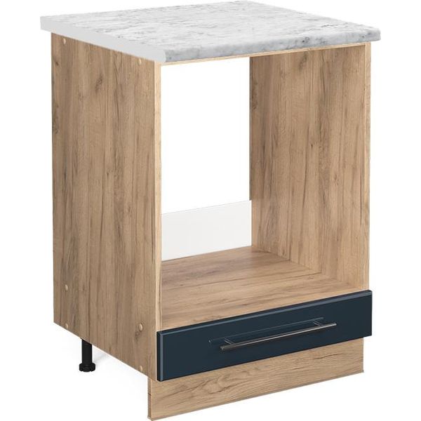 Vicco Mobile Per Forno Da Incasso Fame-Line, 60 Cm , Pt Marmo, Blu Scuro Lucido/Quercia Dorata-image