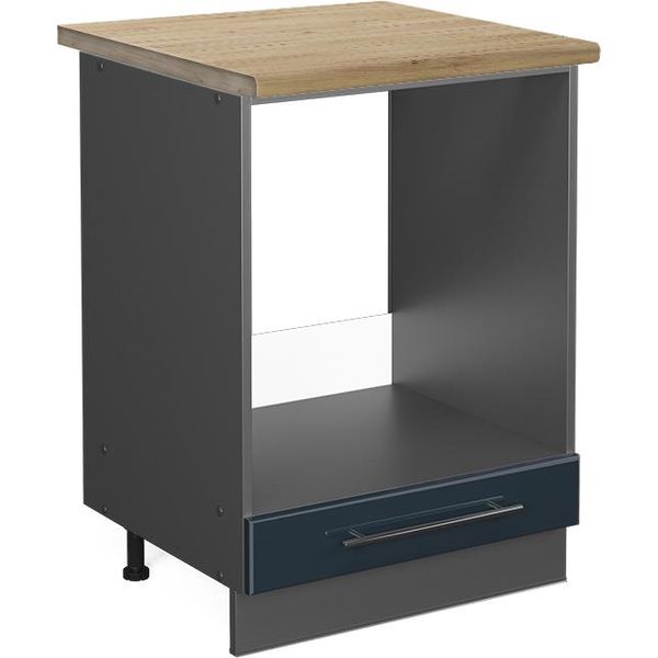 Vicco Mobile Per Forno Da Incasso Fame-Line, 60 Cm , Pt Rovere, Blu Scuro Lucido/Antracite-image