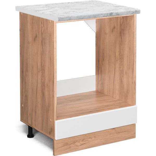 Vicco Mobile Per Forno Da Incasso R-Line, 60 Cm Pl Marmo, Bianco Lucido/Quercia Dorata-image