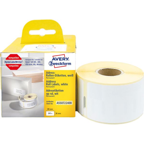 Avery Etichette In Rotolo Zweckform, 89 X 36 Mm, Bianco-image