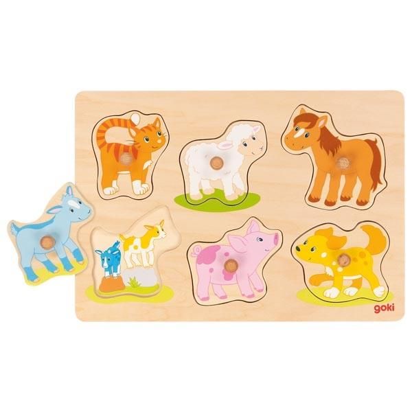 Goki 57428 Sfondo Puzzle Madre E Figlio Ii 30 X 21 X 2,4 Cm, Legno, 6 Pezzi, Multicolore-image