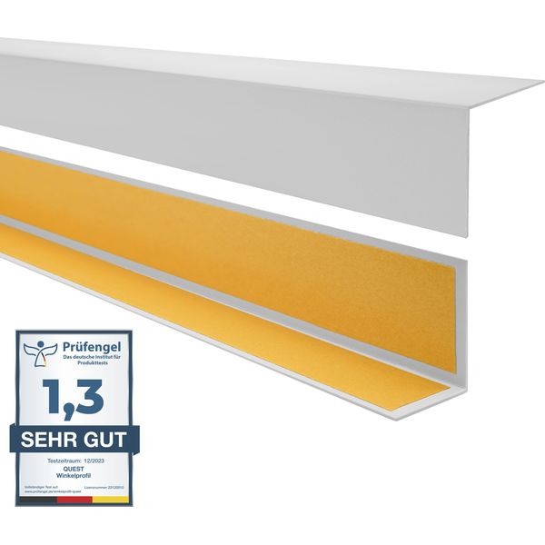 Quest Profilo Angolare Decorativo Autoadesivo In Pvc 20X20Mm, 1M, Protezione Bordi, Grigio-image