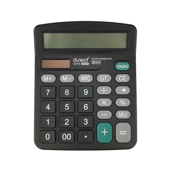D.Rect 2210 Calcolatrice Tascabile Per Ufficio Calcolatrice Semplice A Doppia Alimentazione (Solare E A Batteria) 12 Cifre-image