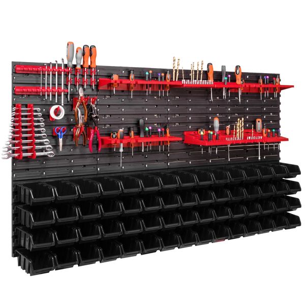 60 Scatole Impilabili Portautensili Scaffale A Muro Scaffale Per Officina Parete Portautensili 156X78Cm Sistema Di Stoccaggio Scaffale Per Stoccaggio Alla Rinfusa Scatole Di Stoccaggio Aperte Pannelli A Muro Extra Resistenti Scaffale Scaffale Per Officina Espandibile Scaffale Di Stoccaggio-image