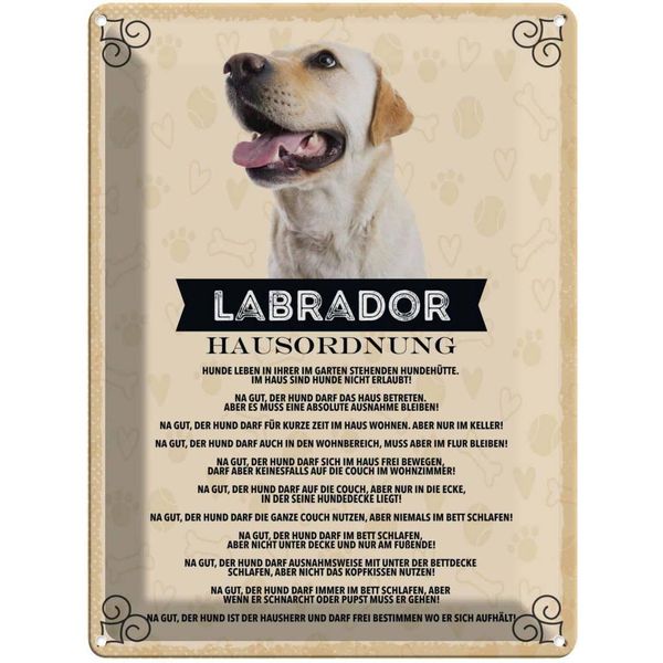 Vianmo Insegna Di Latta 40X30 Cm Tiere Labrador Hausordnung Hunde-image