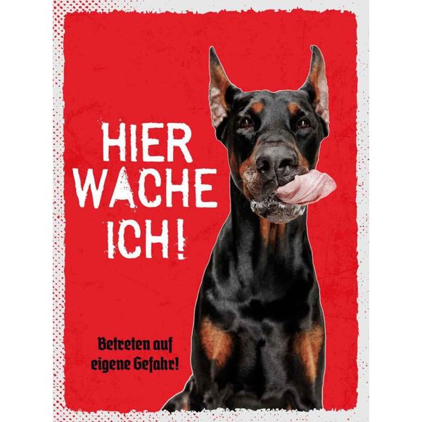 Vianmo Insegna In Legno 40X30 Cm Doberman Hier Wache Eigene Gefahr-image