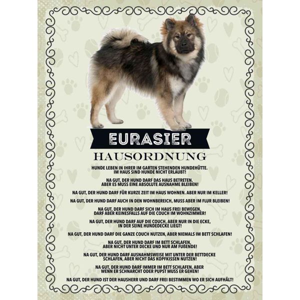 Vianmo Insegna In Legno 40X30 Cm Tiere Eurasier Hausordnung Hunde-image