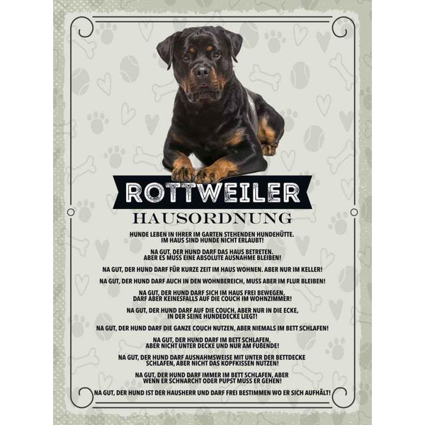 Vianmo Insegna In Legno 40X30 Cm Tiere Rottweiler Hausordnung Hunde-image