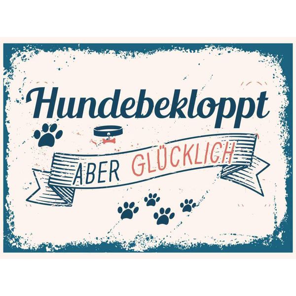 Vianmo Insegna In Legno 30X40 Cm Hundebekloppt Aber GlüCklich Blau-image