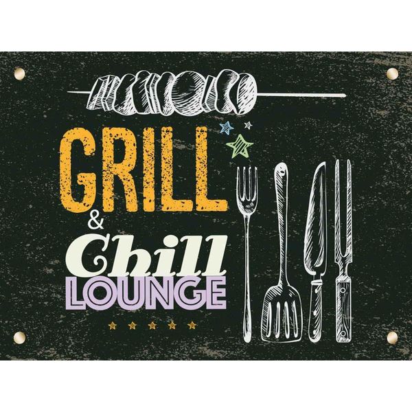 Vianmo Insegna In Legno 30X40 Cm Grill & Chill Lounge Grau-image