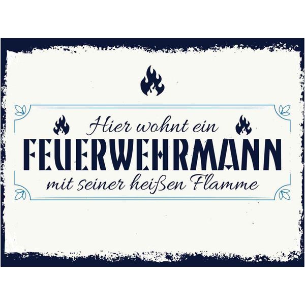 Vianmo Insegna In Legno 30X40 Cm Hier Wohnt Ein Feuerwehrmann-image