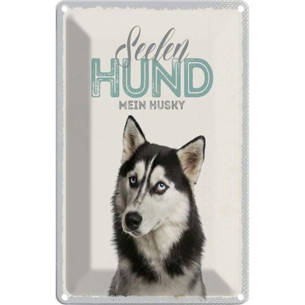Vianmo Insegna Di Latta 30X20 Cm Seelen Hund Mein Husky-image