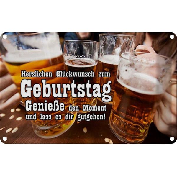 Vianmo Insegna Di Latta 12X18 Cm GlüCkwunsch Zum Geburtstag Bier-image