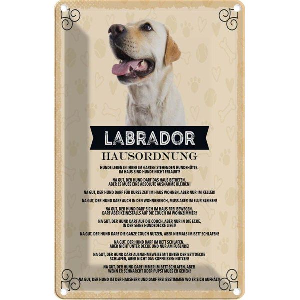 Vianmo Insegna Di Latta 18X12 Cm Tiere Labrador Hausordnung Hunde-image