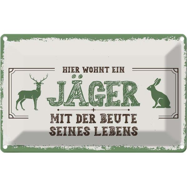 Vianmo Insegna Di Latta 20X30 Cm Hier Wohnt Ein JäGer Mit Der Beute-image