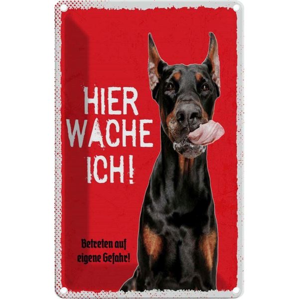 Vianmo Insegna Di Latta 30X20 Cm Doberman Hier Wache Eigene Gefahr-image