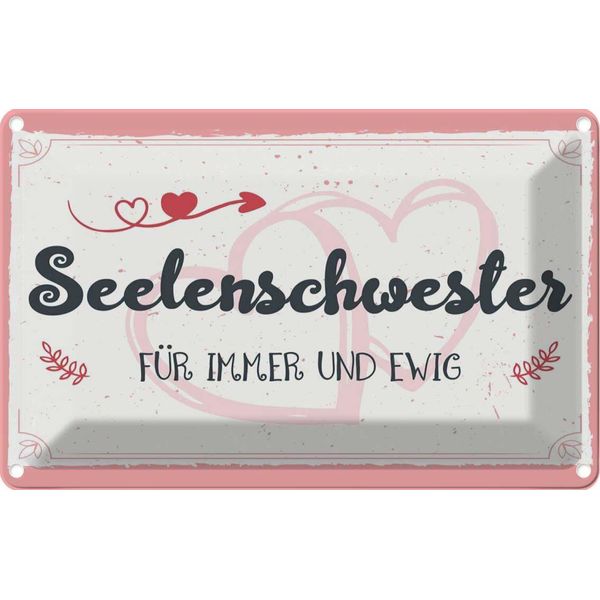 Vianmo Insegna Di Latta 20X30 Cm Seelenschwester FüR Immer Und Ewig-image