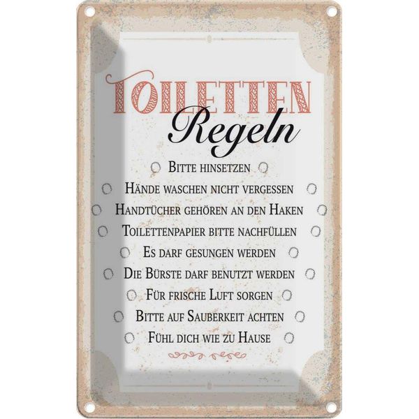 Vianmo Insegna Di Latta 18X12 Cm Toiletten Regeln Bitte Hinsetzen-image