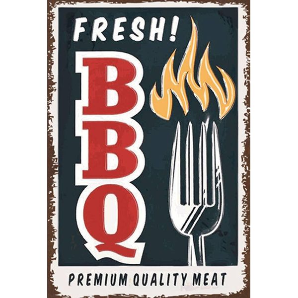 Vianmo Insegna In Legno 18X12 Cm Fresh Bbq Grill Premium Quality-image
